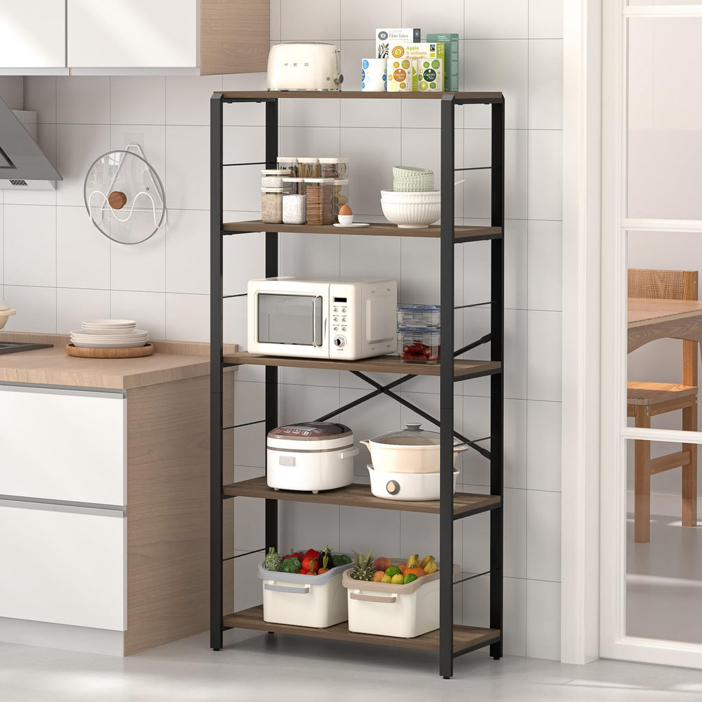 5 Tier Wood and Metal Bookshelf I214959