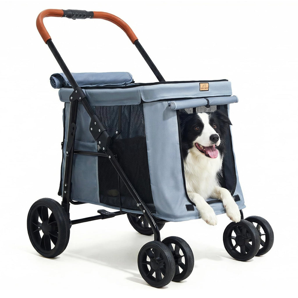 Heavy Duty Foldable Pet Stroller with All-Terrain Wheels, 55 lbs Capacity, Grey G8788