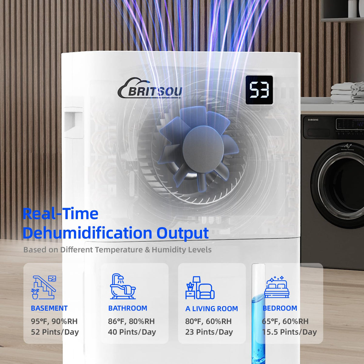 50 Pints Dehumidifier with Drain Hose U5997
