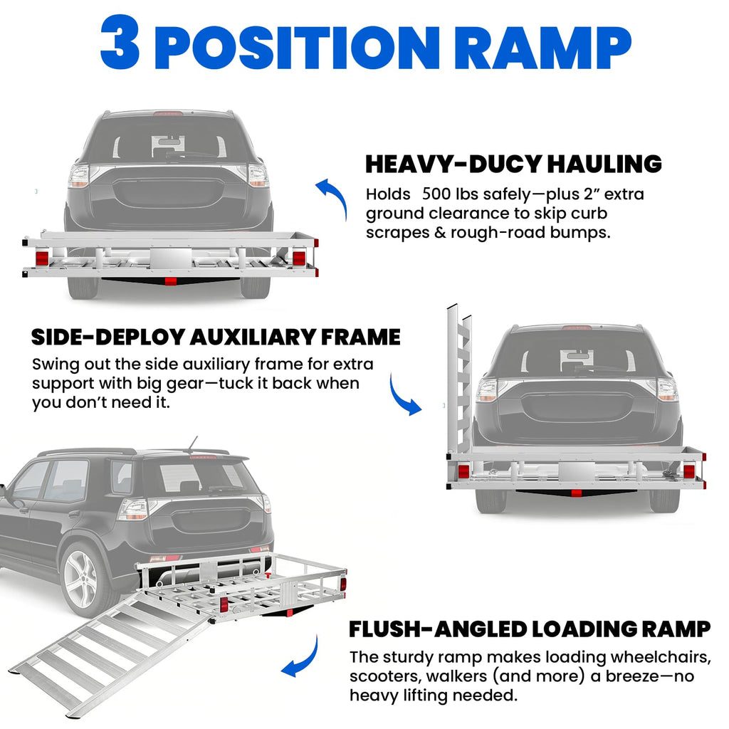 Hitch Cargo Carrier with Ramp, 500 lbs Capacity A75805