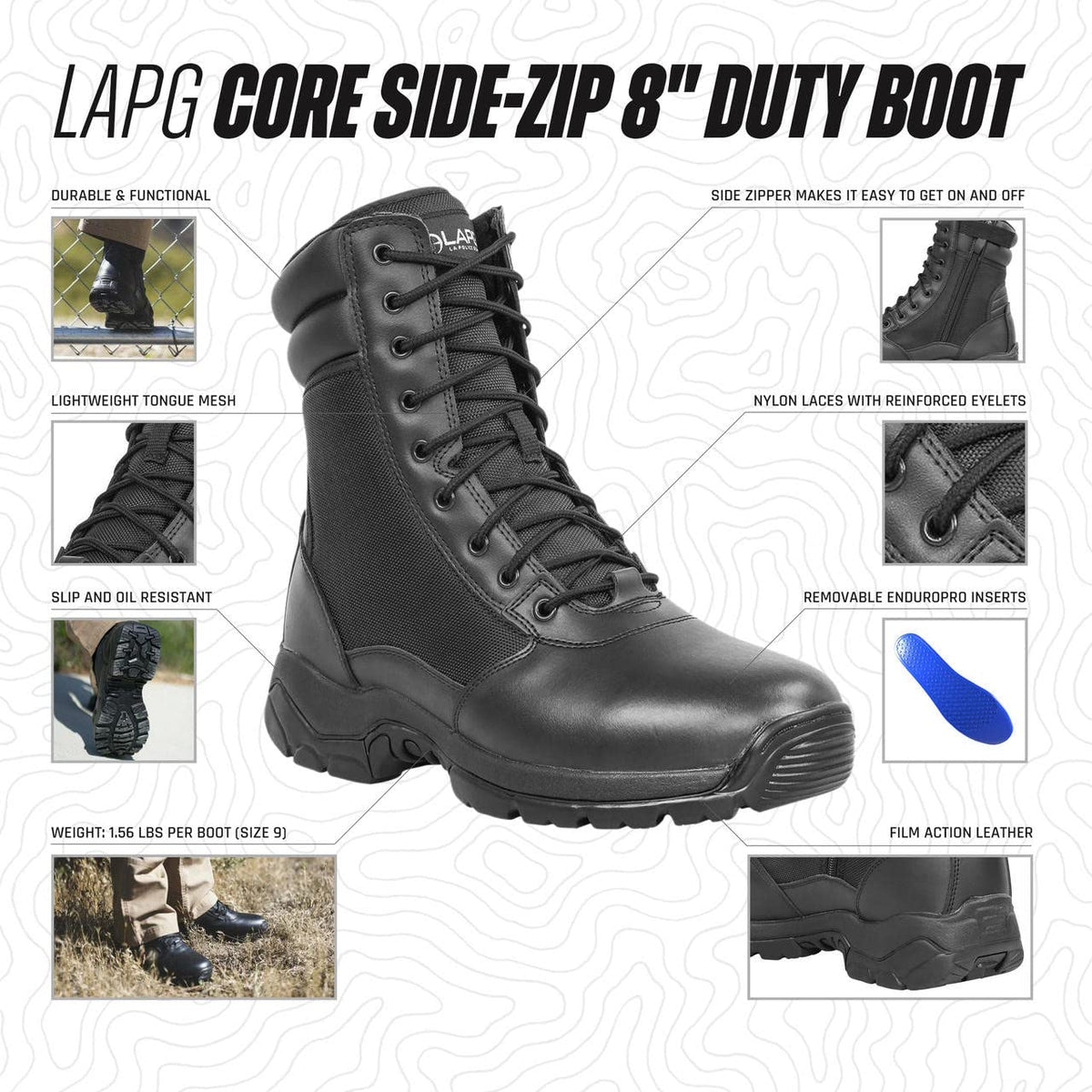 8" Side-Zip Tactical Work Boots Z5816