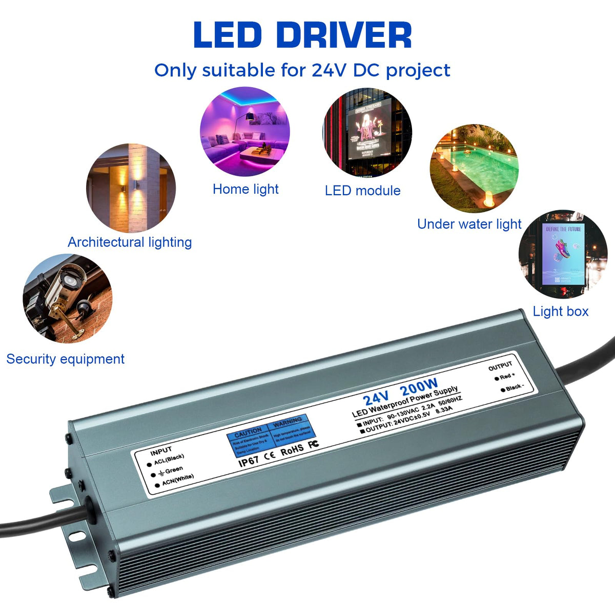 24V 200W IP67 Waterproof LED Power Supply V6613