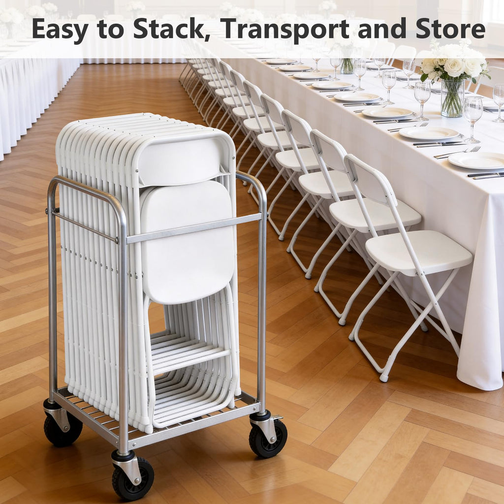 White 10 Pack Plastic Folding Chairs with Metal Frame R816924