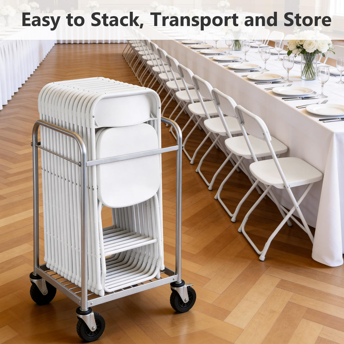 White 10 Pack Plastic Folding Chairs with Metal Frame R816924