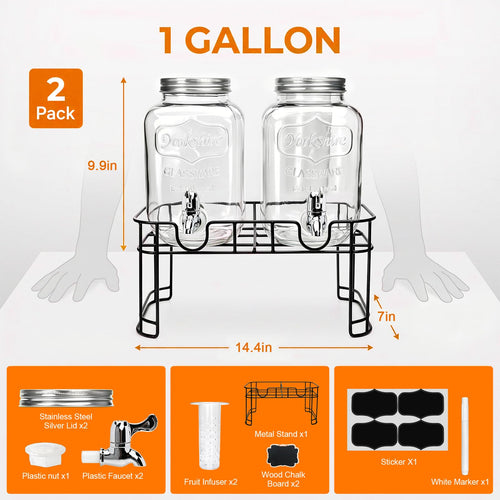 1-Gallon Beverage Dispenser 2 Pack with Stand X316