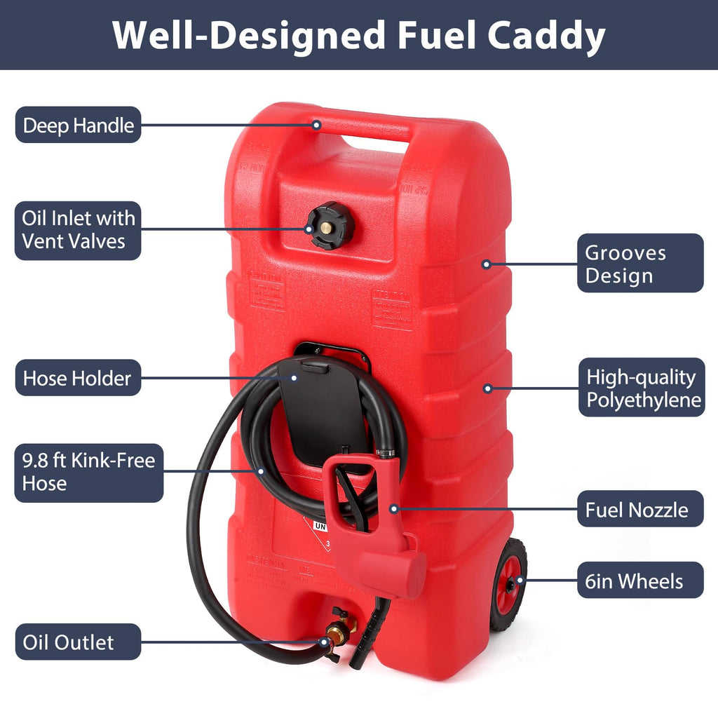 15 Gallon Portable Gas Fuel Tank Container with Pump and Hose W83692