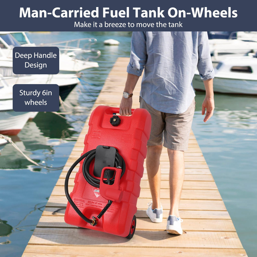 15 Gallon Portable Gas Fuel Tank Container with Pump and Hose W83692