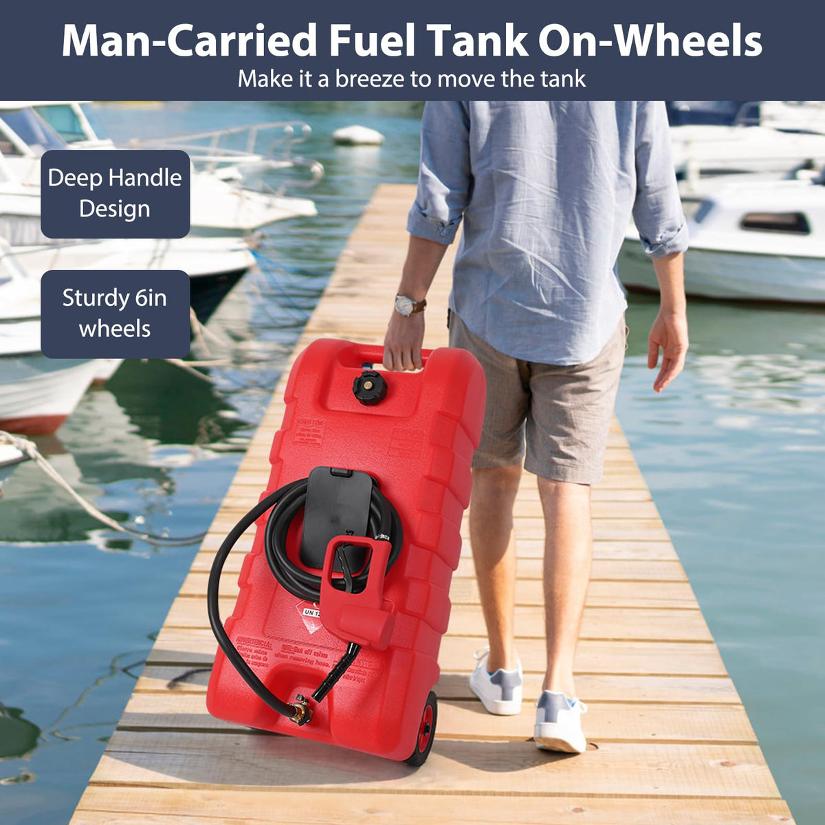 15 Gallon Portable Gas Fuel Tank Container with Pump and Hose W83692