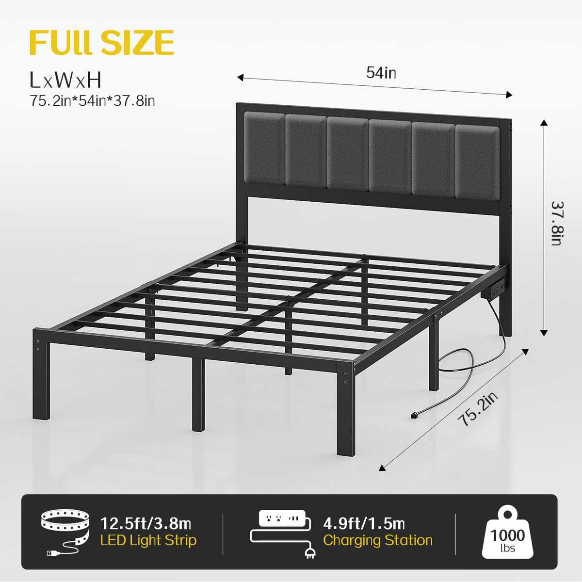 Full Bed Frame with Headboard G813