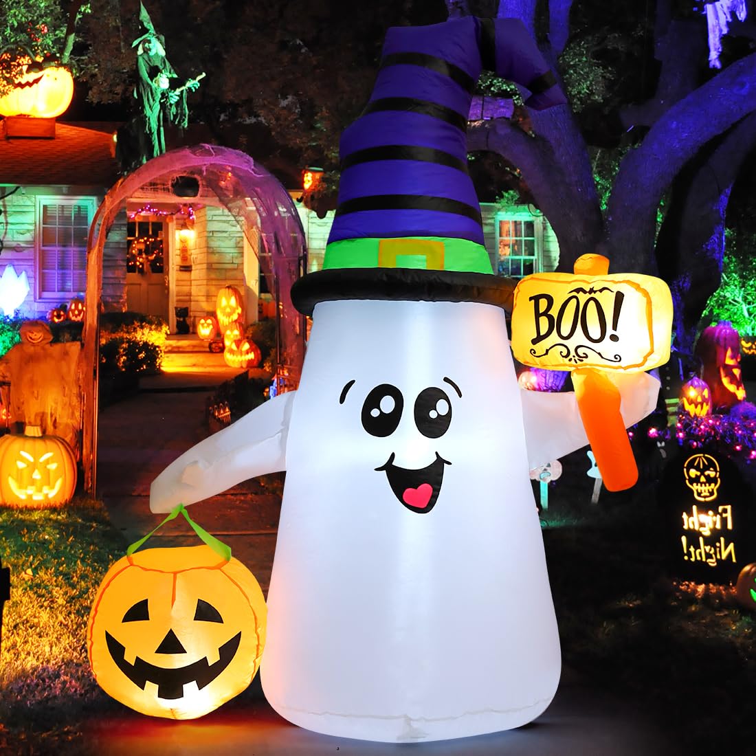 5 FT Halloween Inflatables Ghost with Built-in LEDs L3716