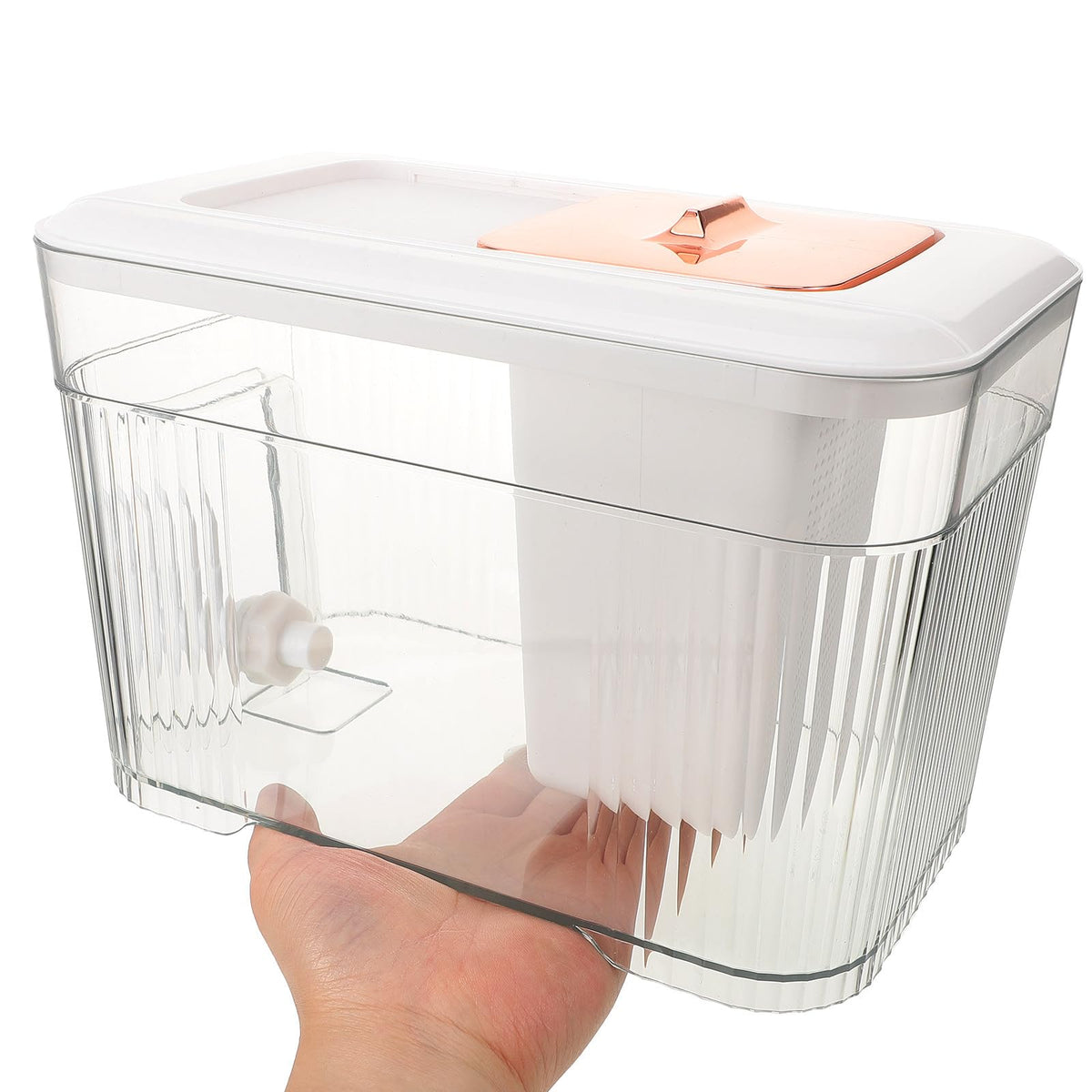 White Plastic Water Jug with Faucet and Lid U491
