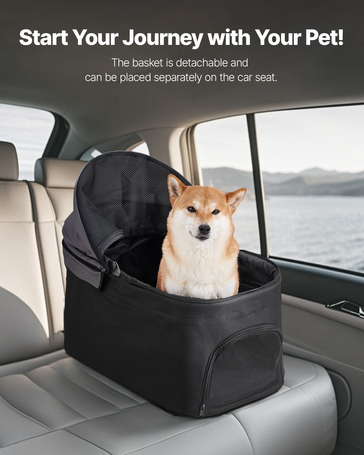 Foldable 4 Wheels Pet Stroller with Detachable Carrier L24536