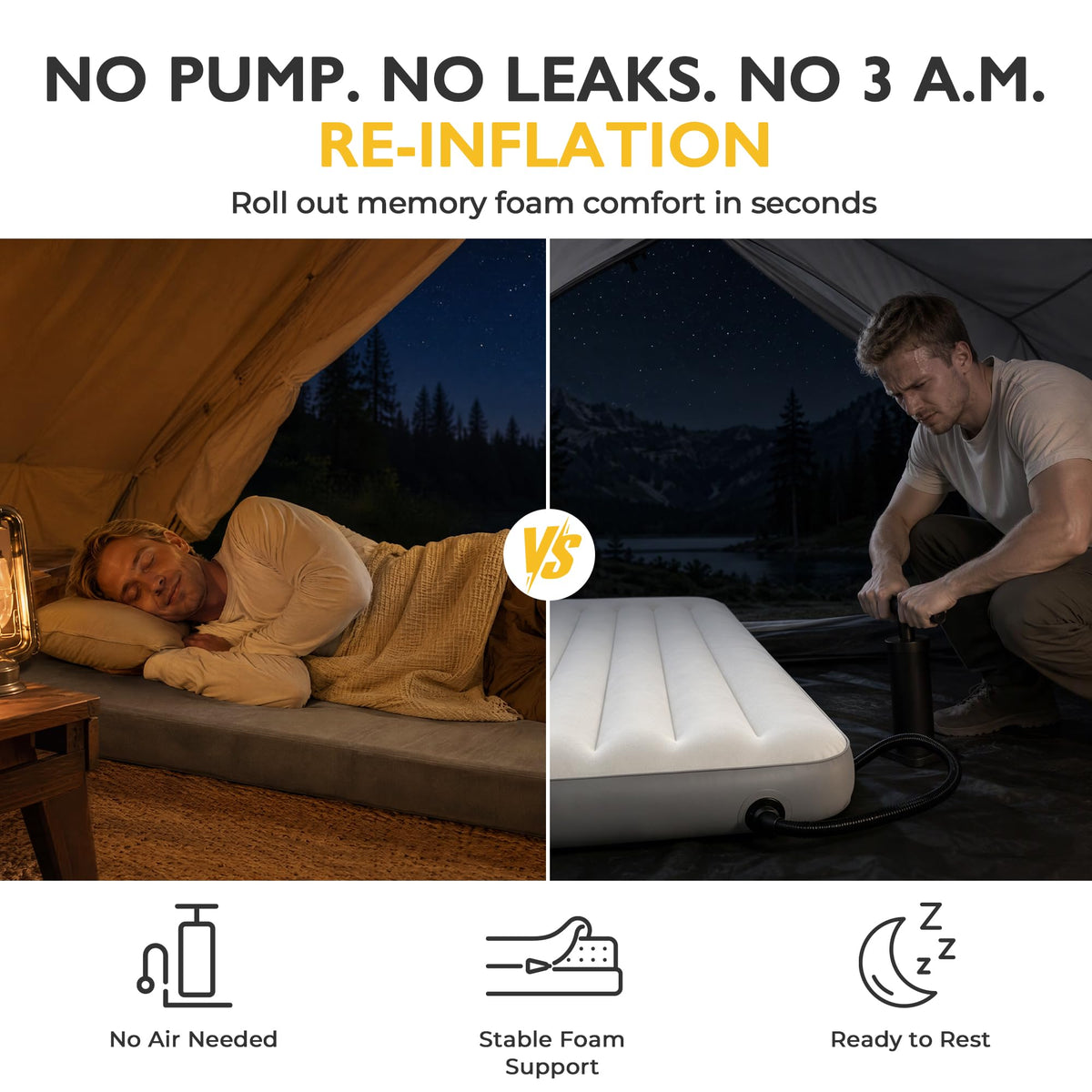 3 Inch Memory Foam Camping Mattress Pad Z308