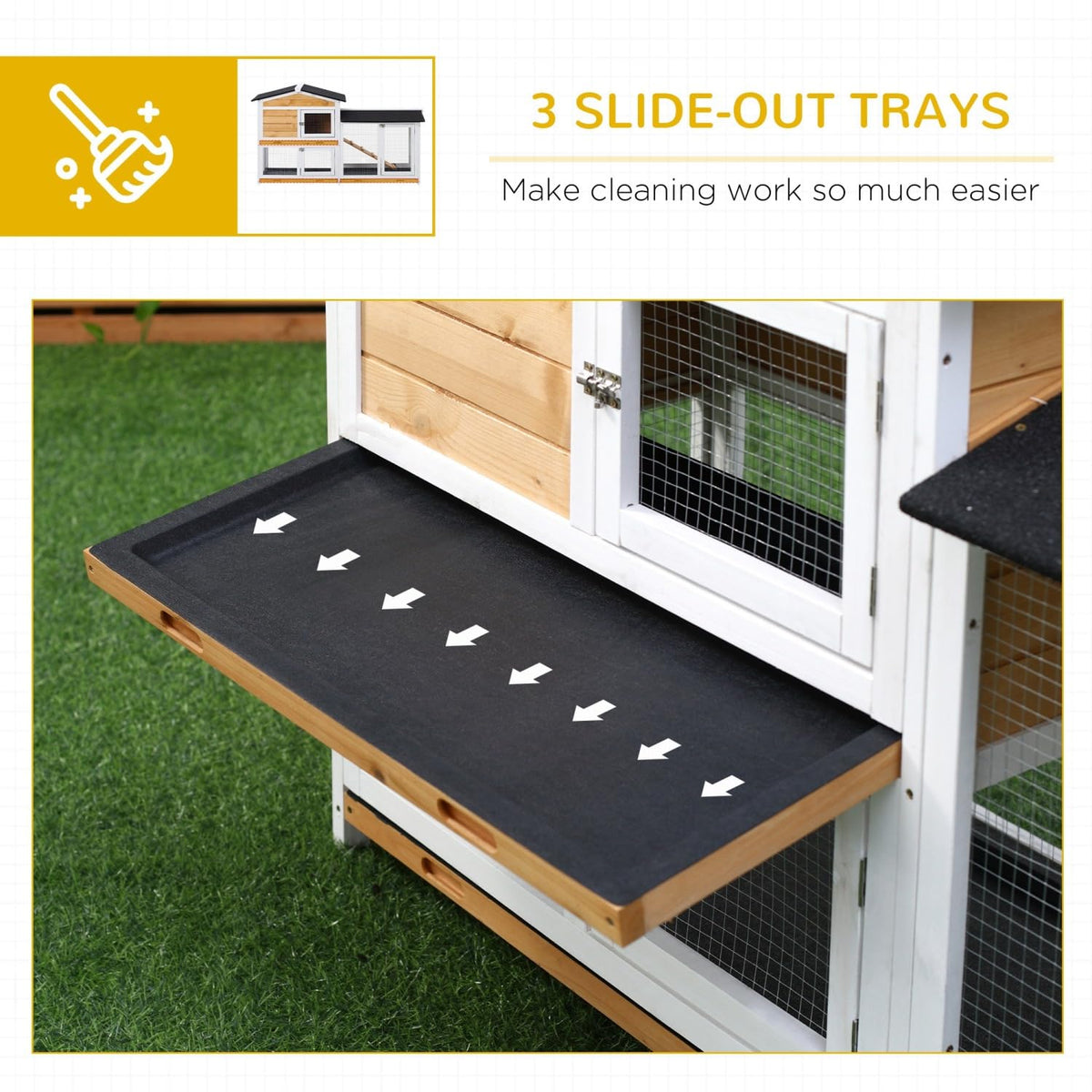 2-Story Wooden Rabbit Hutch with Ramp V81146