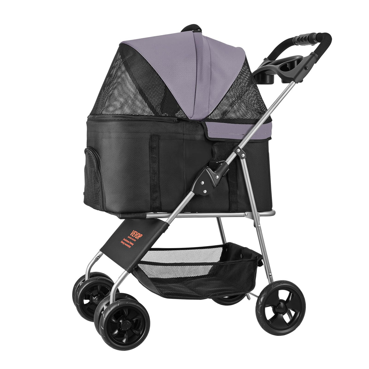 Foldable 4 Wheels Pet Stroller with Detachable Carrier L24536