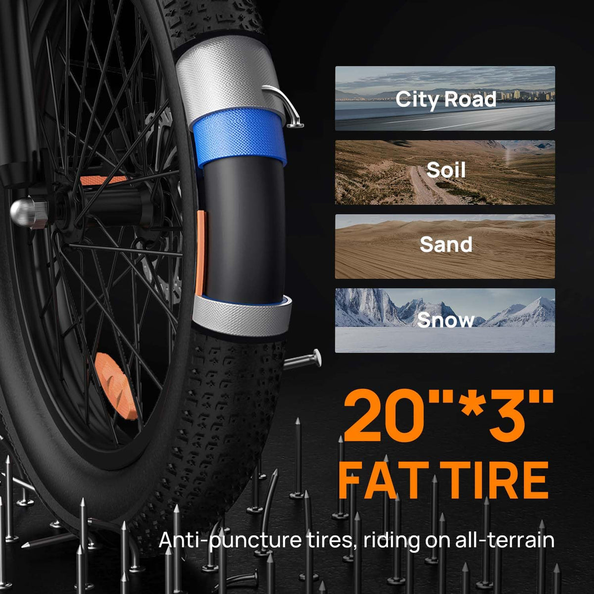 20" Fat Tire Electric Bike with 1000W Motor R982931