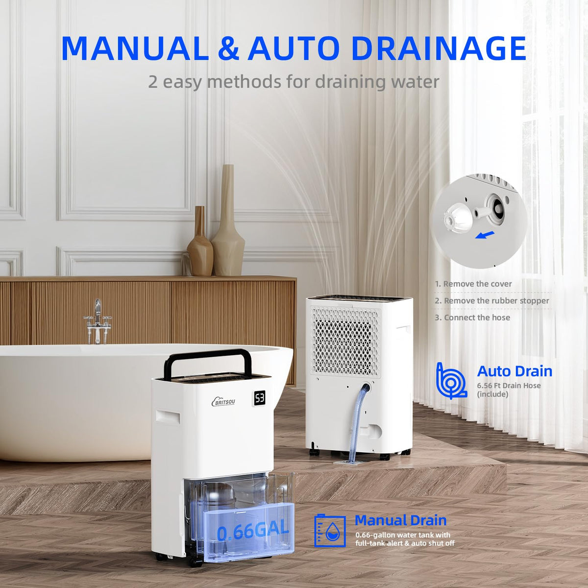 50 Pints Dehumidifier with Drain Hose U5997