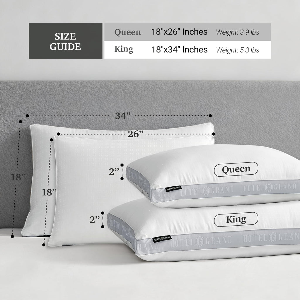 King Size Set of 2 Medium Soft Bed Pillows Q1041