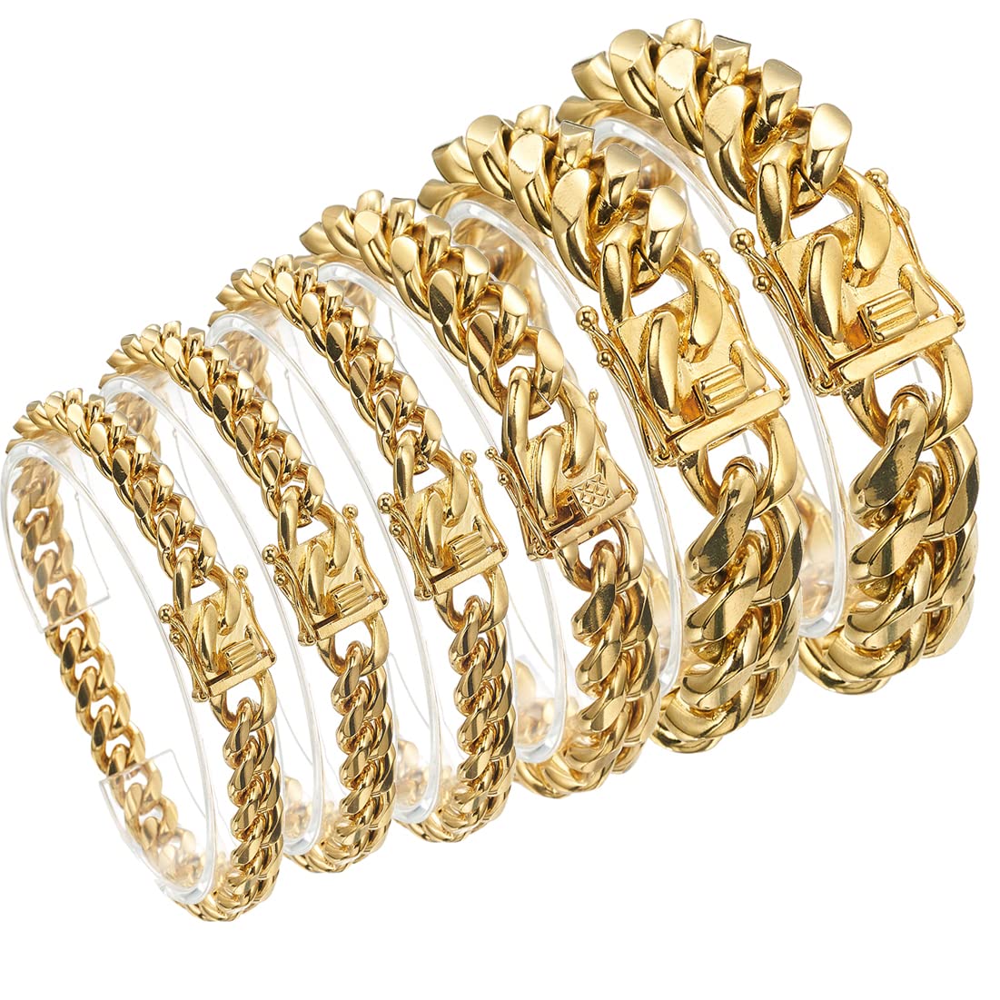 18K Gold Plated Curb Cuban Link Chain Necklace or Bracelet Stainless Steel A602