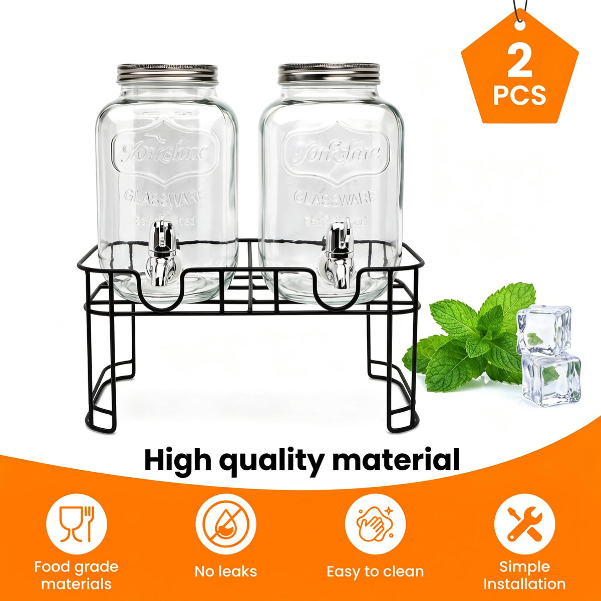 1-Gallon Beverage Dispenser 2 Pack with Stand X316
