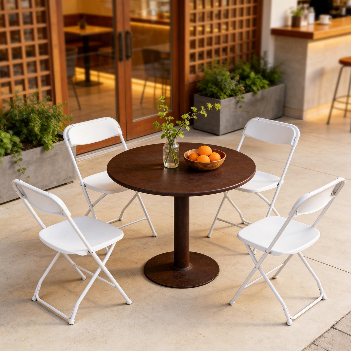 White 10 Pack Plastic Folding Chairs with Metal Frame R816924