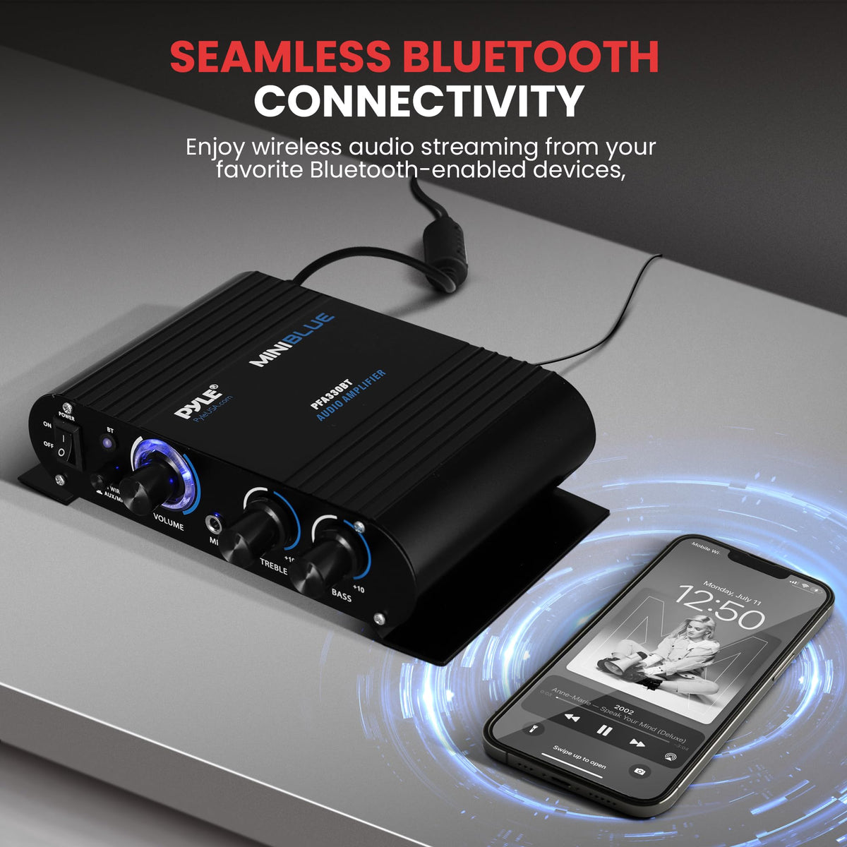90W Dual Channel Mini Portable Power Stereo Sound Receiver U75438