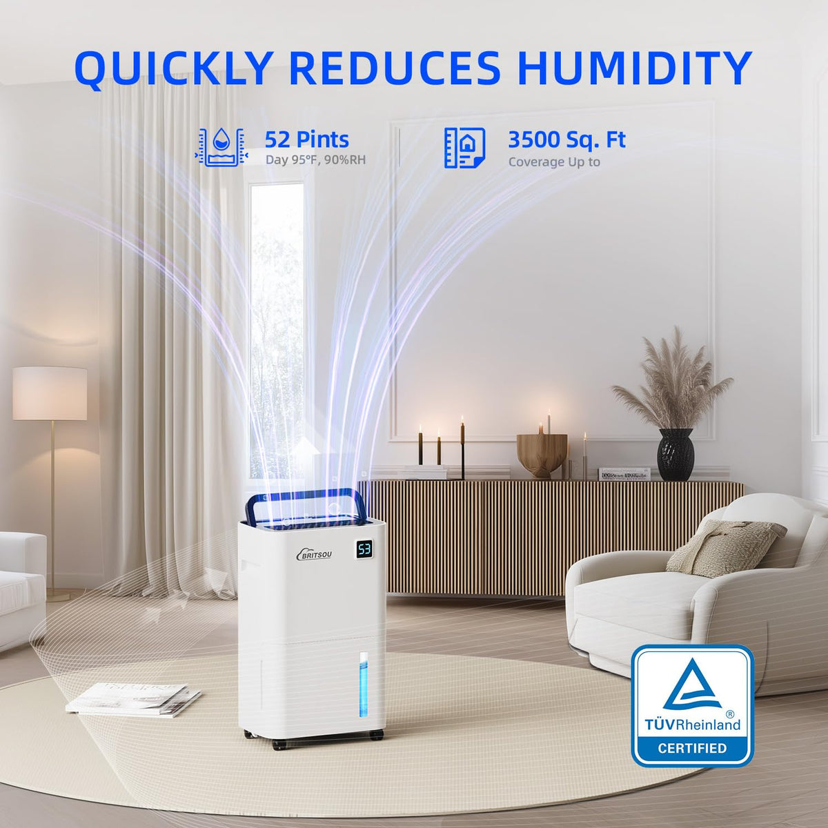 50 Pints Dehumidifier with Drain Hose U5997
