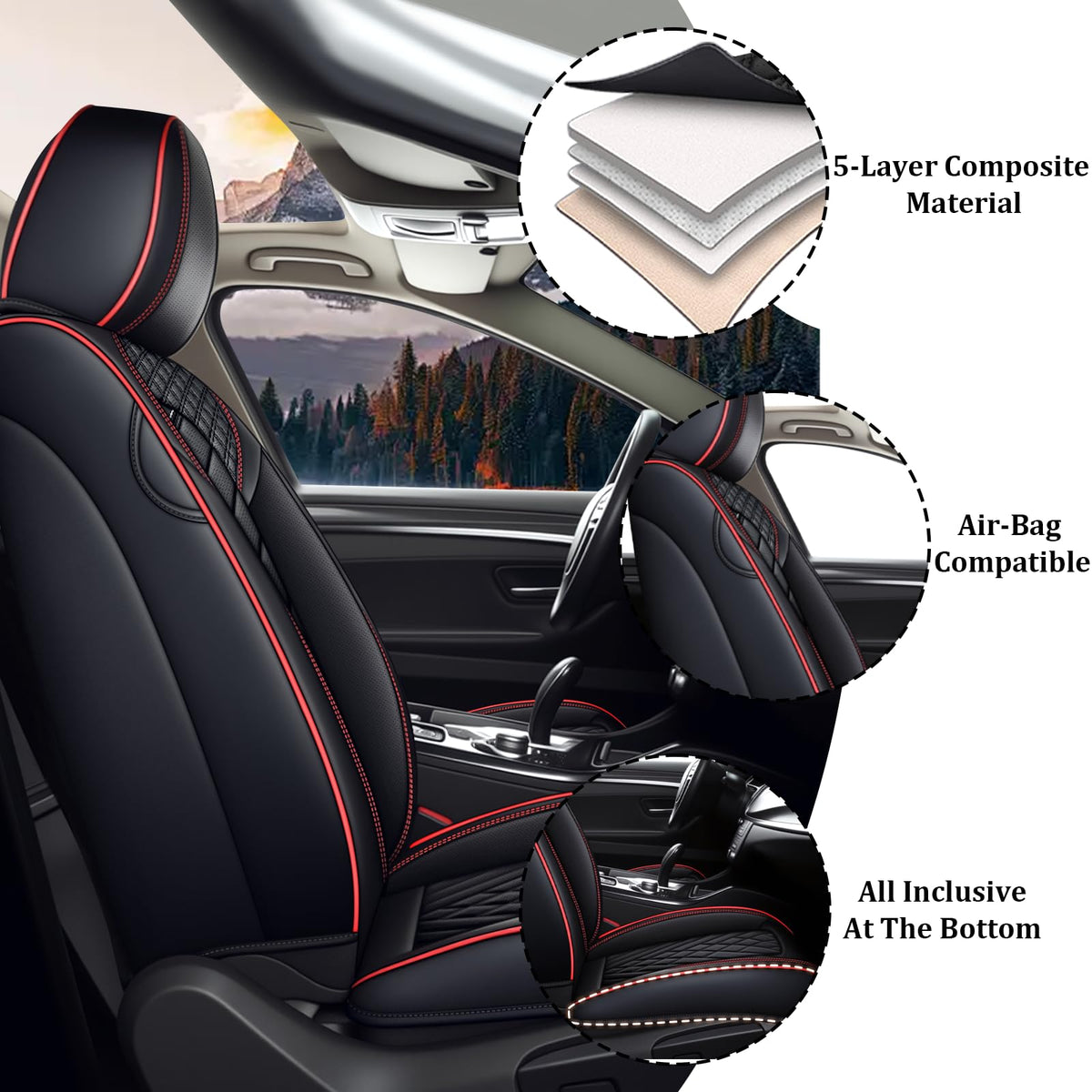 Waterproof Nappa Leather Full Set Car Seat Covers X626