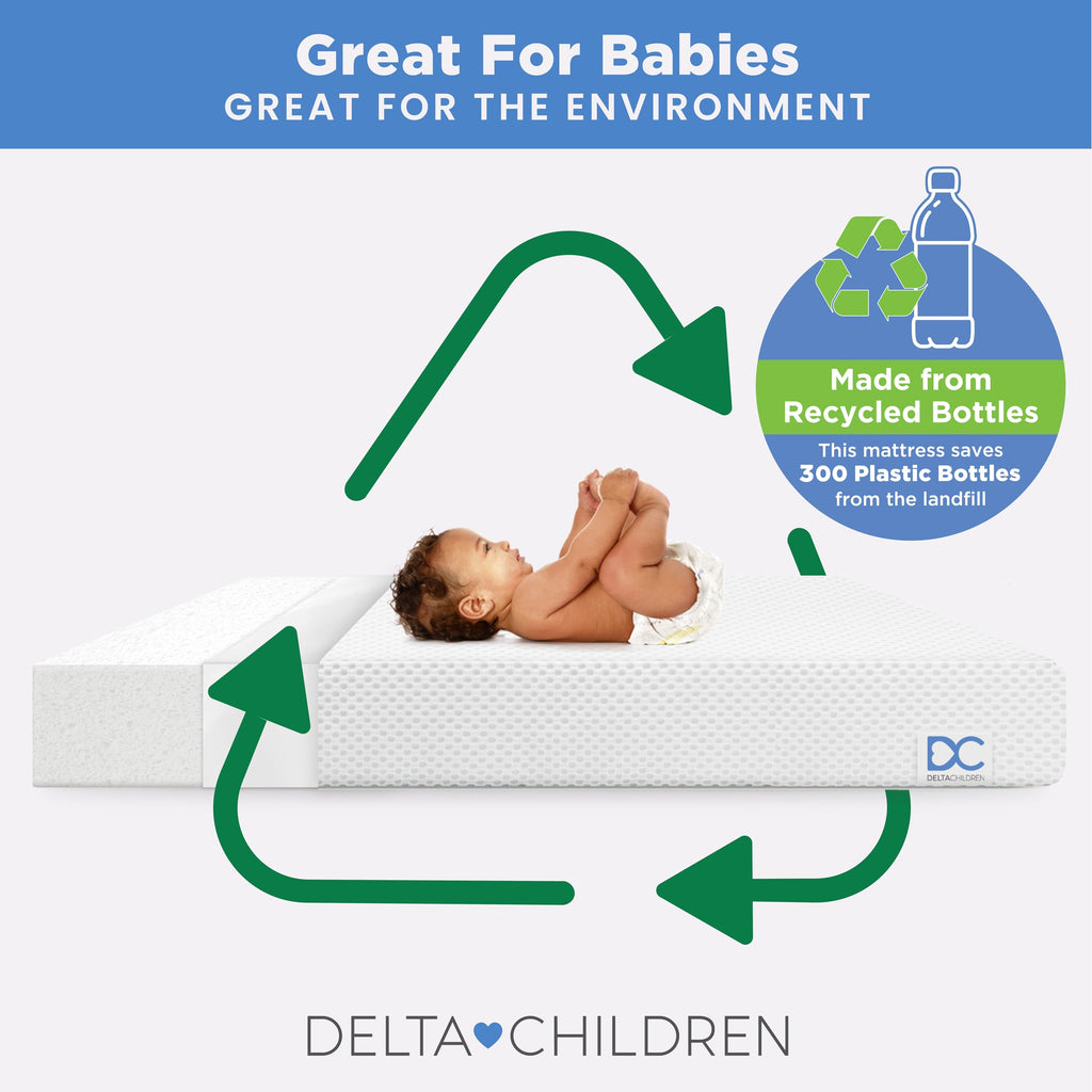 White Crib and Toddler Mattress with Removable Machine-Washable Cover G220