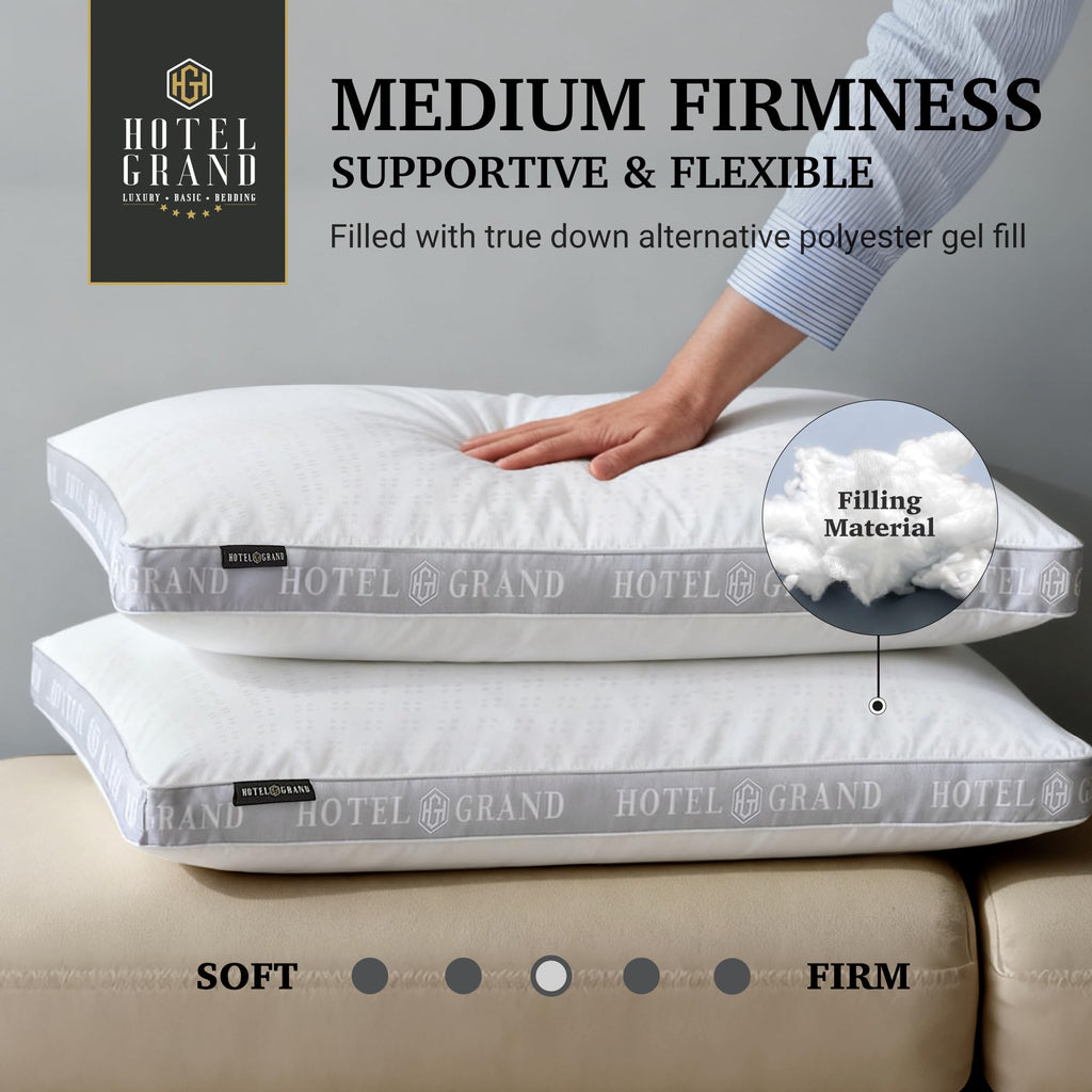 King Size Set of 2 Medium Soft Bed Pillows Q1041