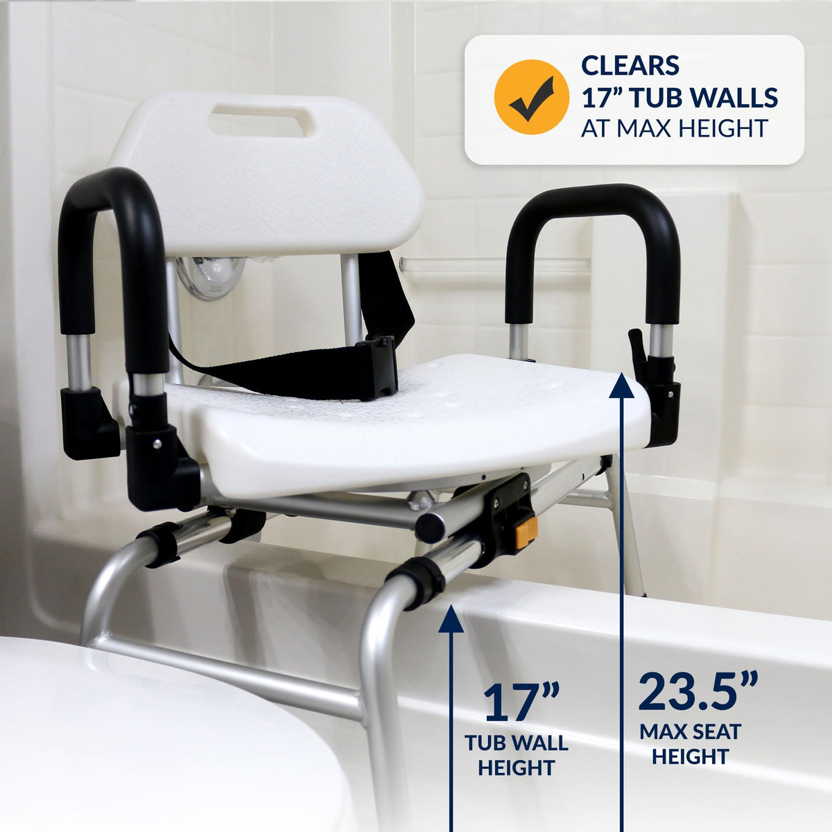 Extra-Wide 360lb Capacity Non-Slip Padded Shower Chair & Transfer Bench G33763