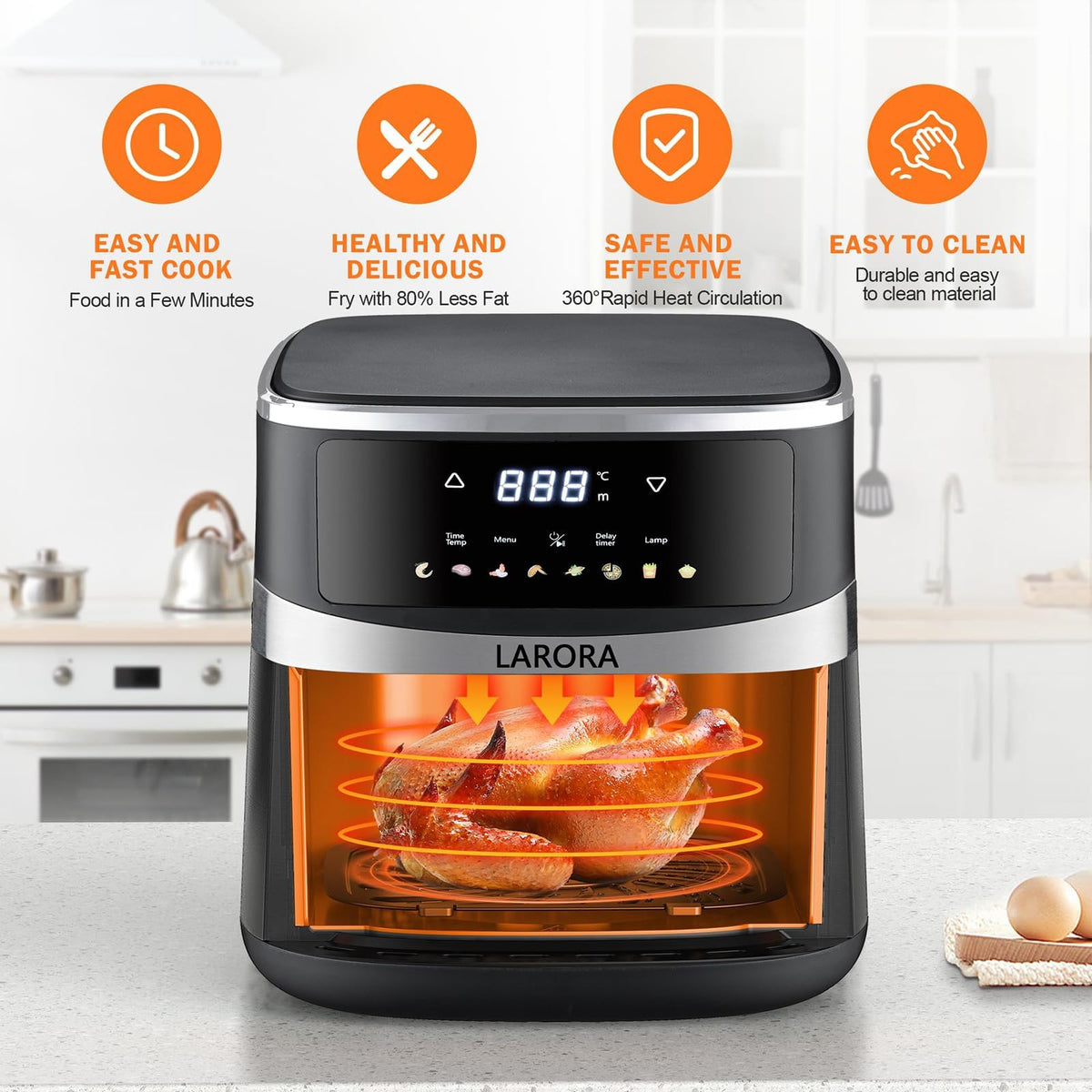 6 QT Family Size Air Fryer with Visible Cooking Window L575