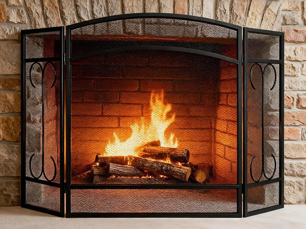 Heavy Duty 3 Panel Wrought Iron Fireplace Screen C2658