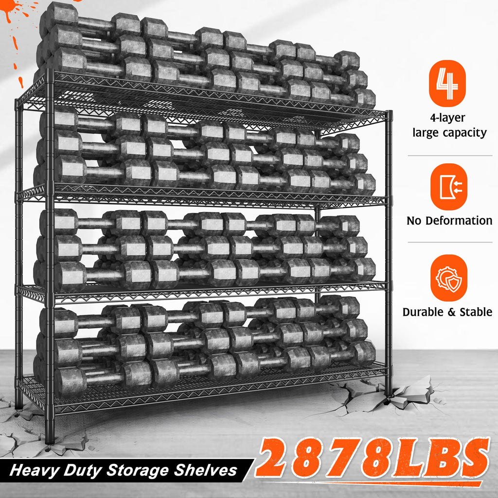4-Tier Heavy Duty Metal Shelving Unit with Wheels Y513992