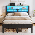 Full Size Bed Frame with Charging Station and LED W100858