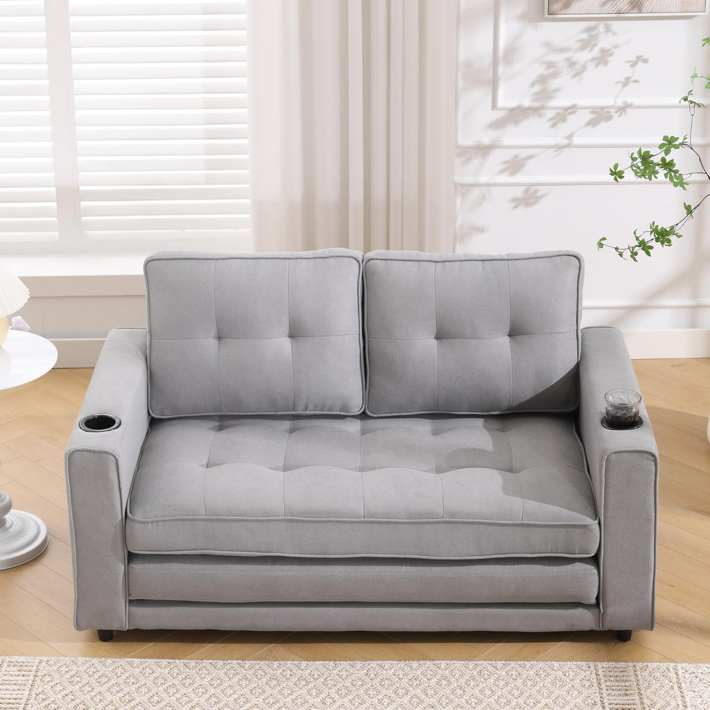 Light Gray Convertible Futon Sofa Bed V43630