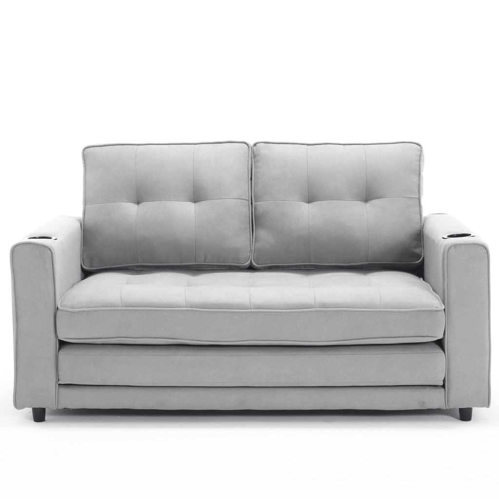 Light Gray Convertible Futon Sofa Bed V43630