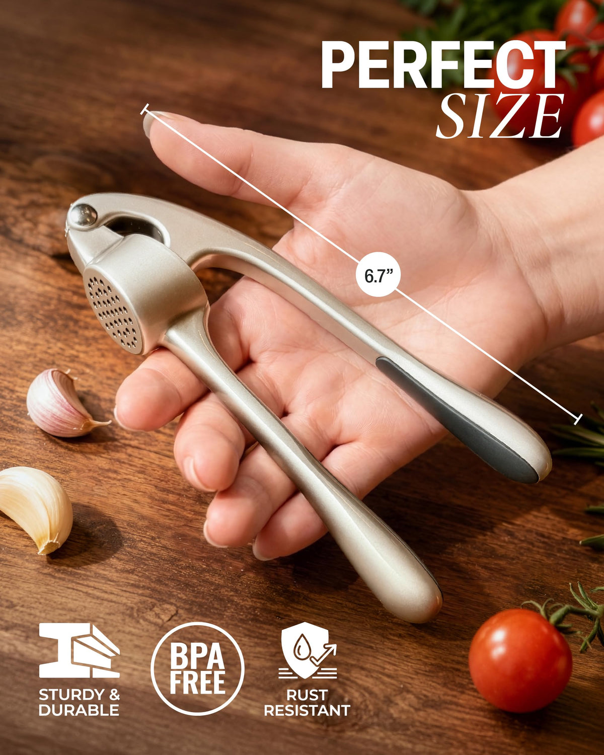 Garlic Press Set with Silicone Peeler & Brush M9504