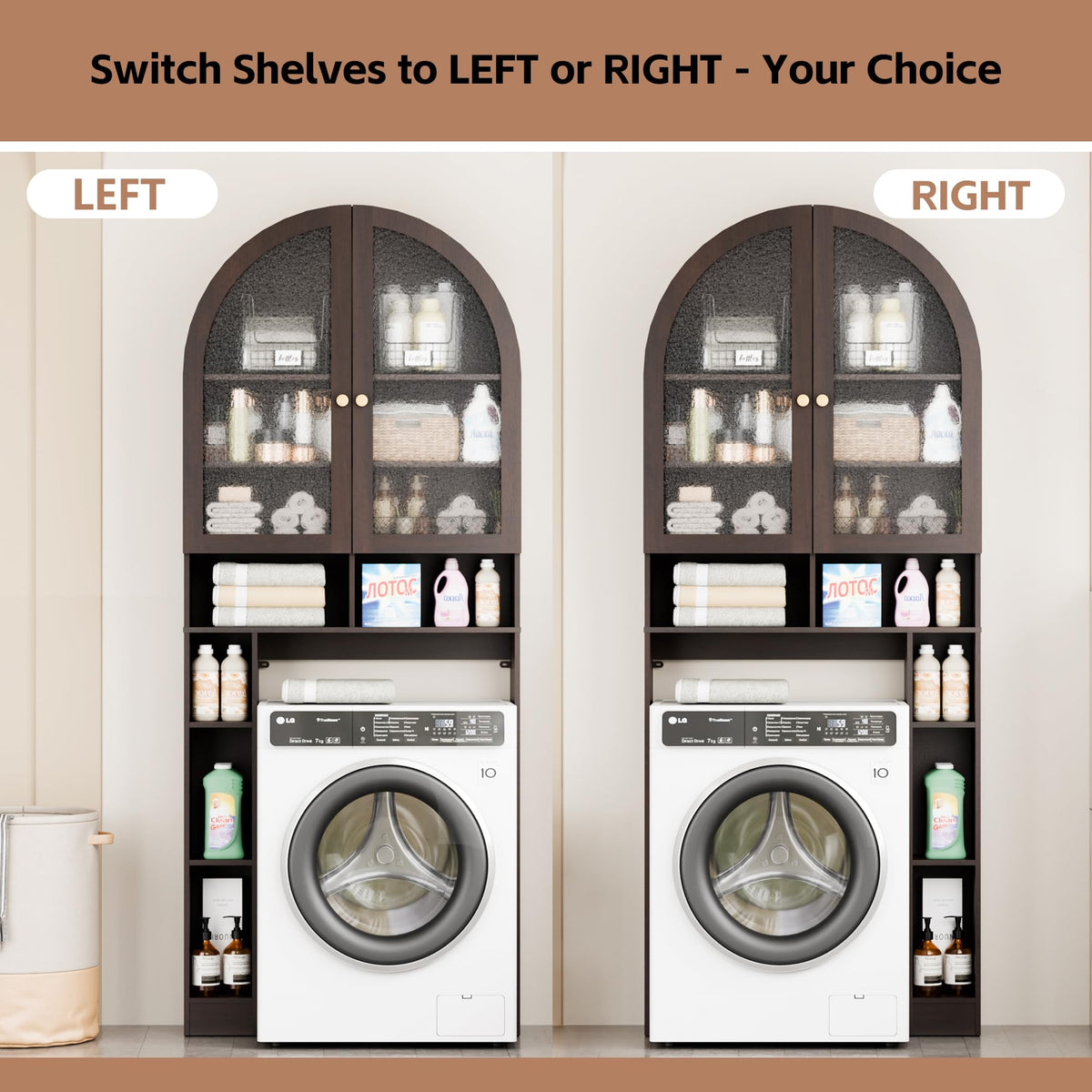 Over The Toilet Storage Cabinet with Acrylic Doors and Adjustable Shelf C230825