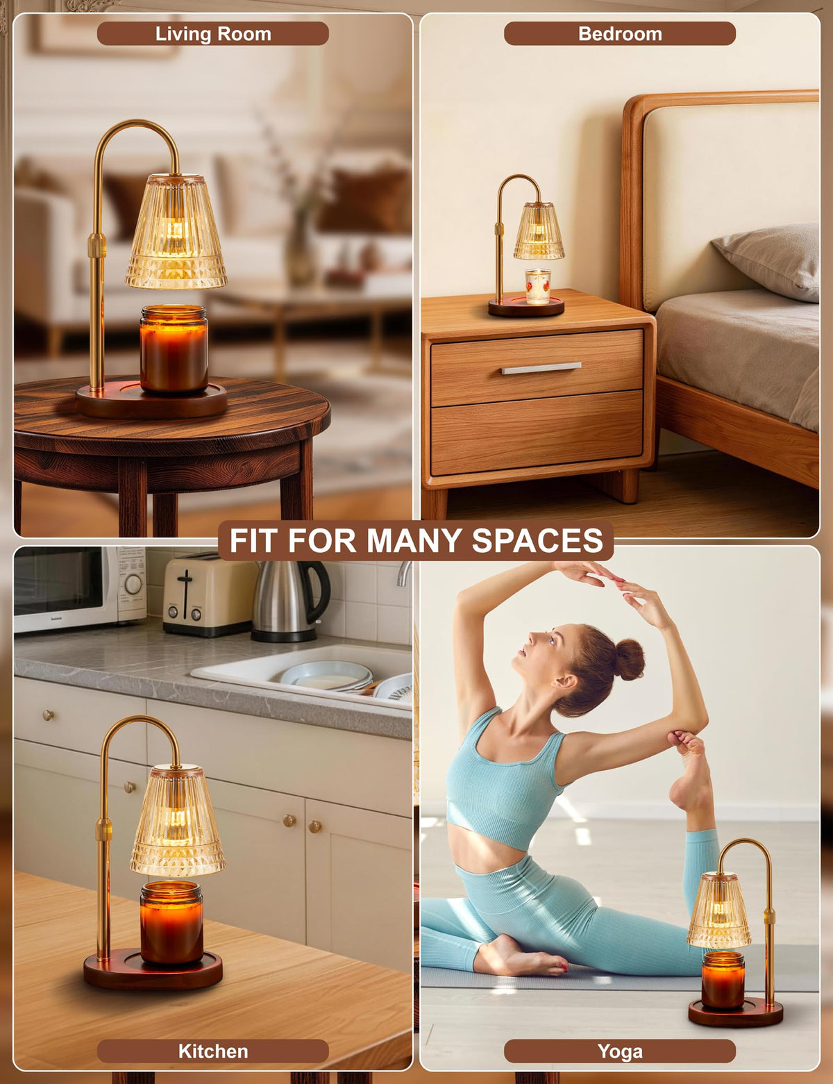 Candle Warmer Lamp with Dimmer & Timer, Adjustable Height, Amber-gold P383599