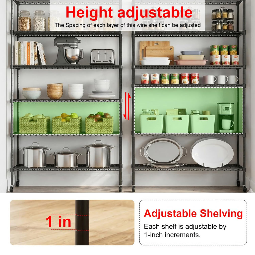 6-Tier Wire Shelf with Wheels U99433