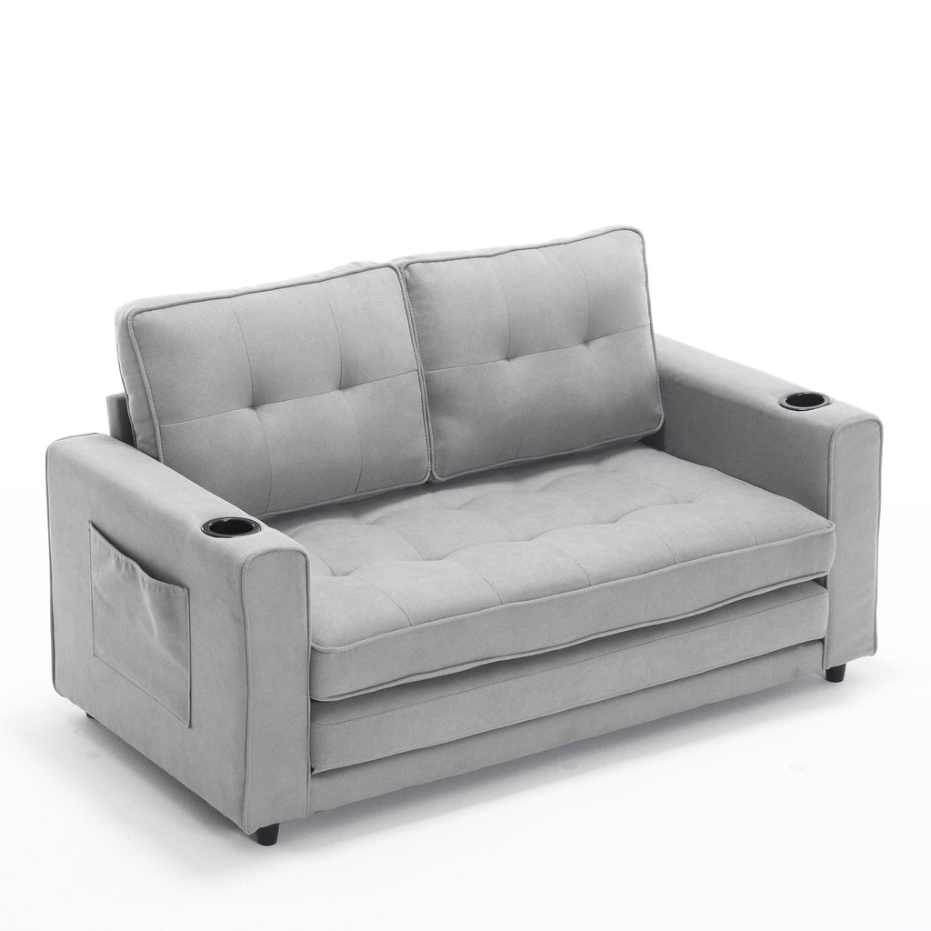 Light Gray Convertible Futon Sofa Bed V43630
