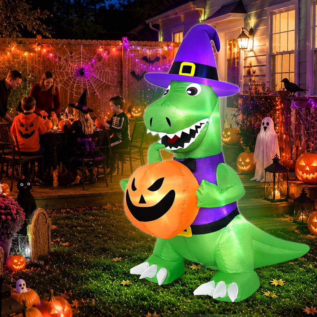 4 Ft Halloween Inflatables Witch Dinosaur C74963