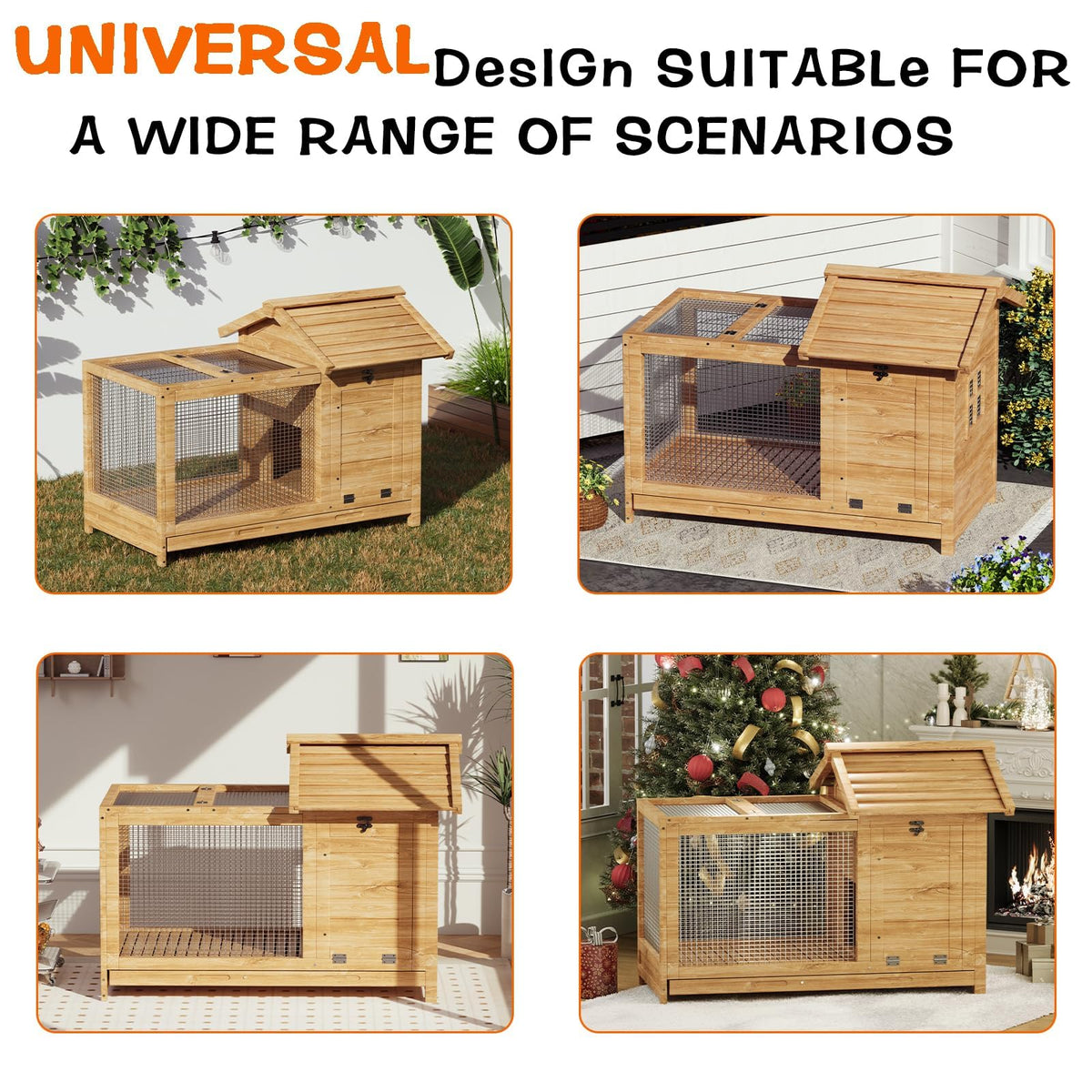 2-Story Wooden Rabbit Hutch & Chicken Coop on Wheels I10775