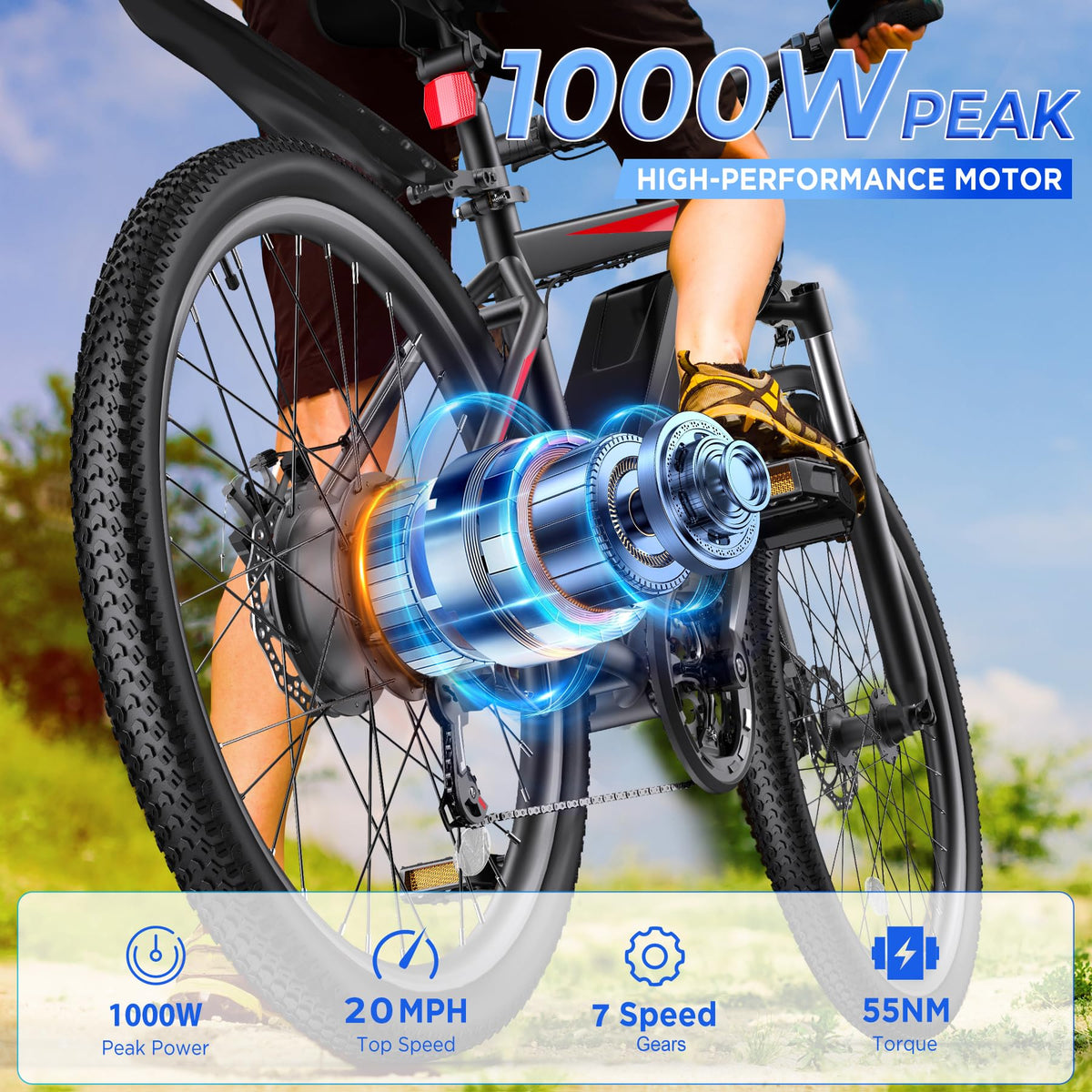 26" Electric Mountain Bike with 1000W Peak Motor G2380