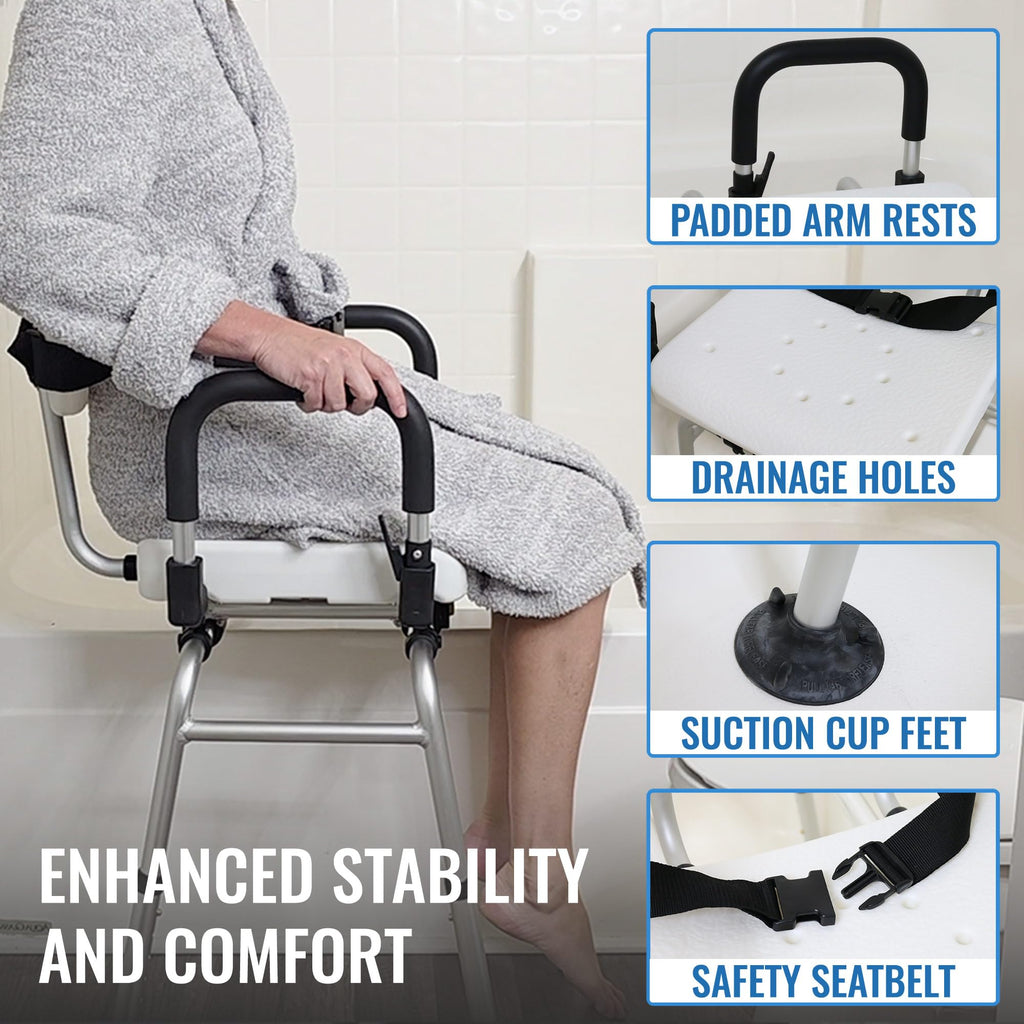 Extra-Wide 360lb Capacity Non-Slip Padded Shower Chair & Transfer Bench G33763