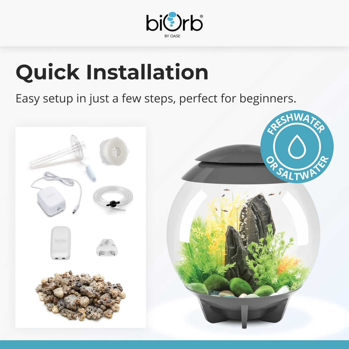 15 Gallon White Aquarium with LED Lights K181215