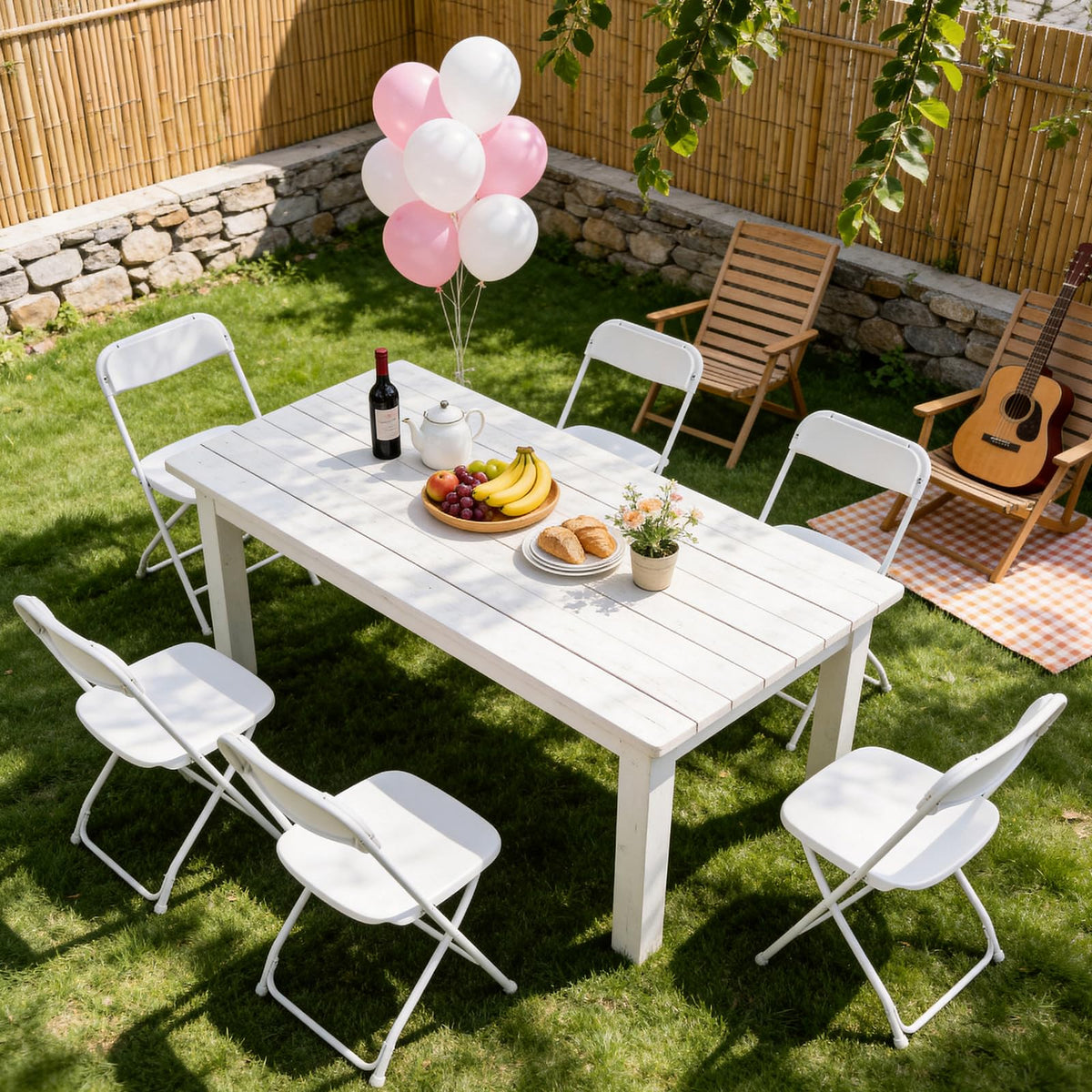 White 10 Pack Plastic Folding Chairs with Metal Frame R816924