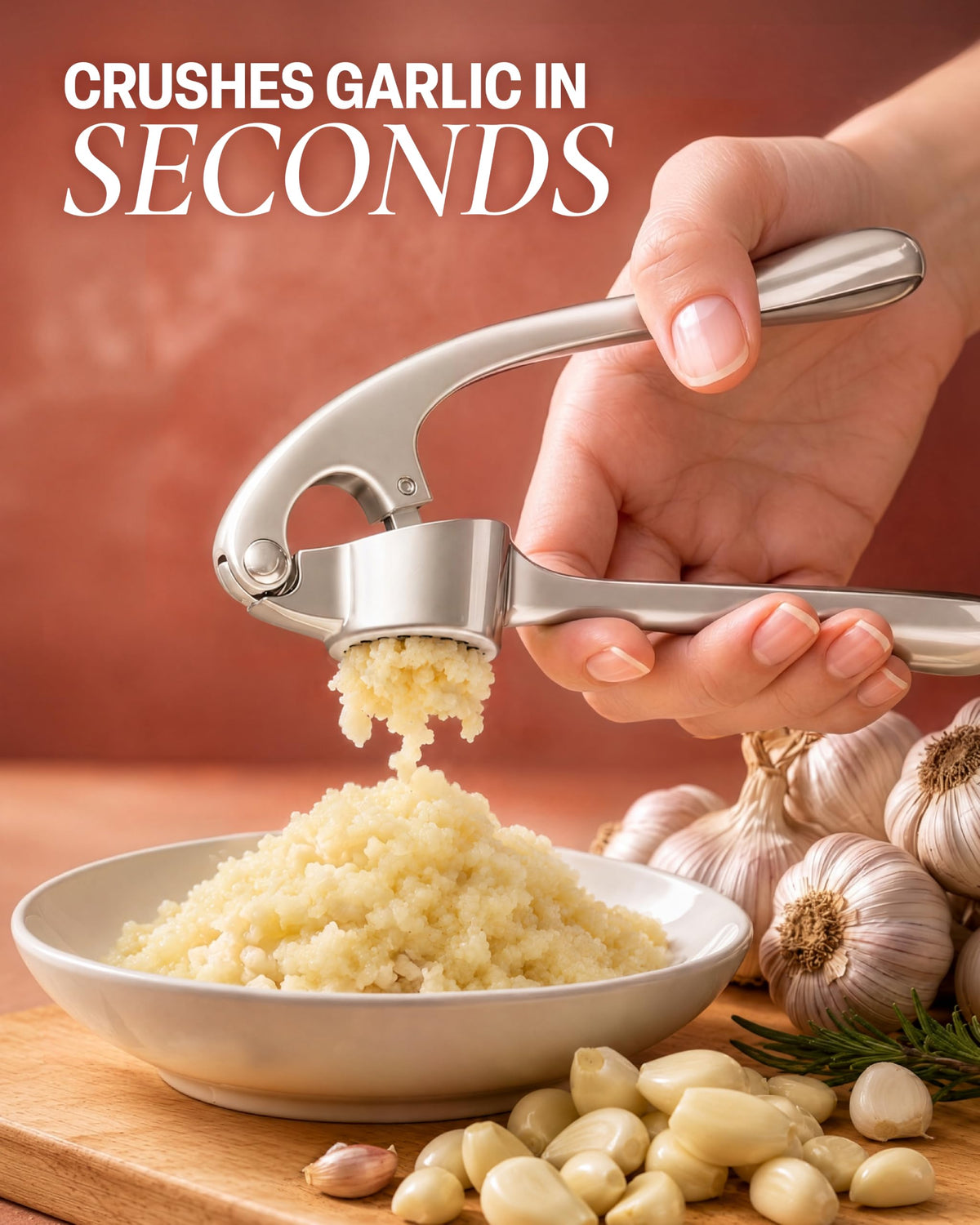 Garlic Press Set with Silicone Peeler & Brush M9504