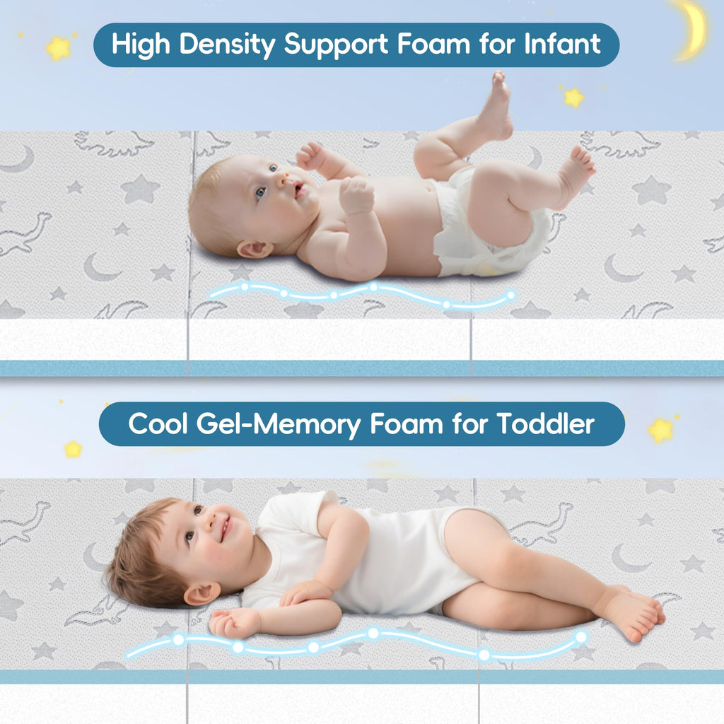 Trifold Pack and Play Mattress 38"x26" Dual Sided Memory Foam with Carry Bag B328